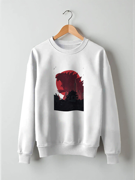 Заказать свитшот в Москве. Свитшот унисекс хлопковый Godzilla white от KinoArt - готовые дизайны и нанесение принтов.