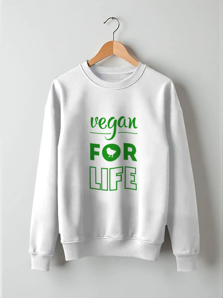 Заказать свитшот в Москве. Свитшот унисекс хлопковый Vegan for life от catification - готовые дизайны и нанесение принтов.