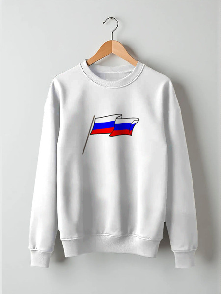 Заказать свитшот в Москве. Свитшот унисекс хлопковый Флаг нашей страны от Андрей Бочкарев - готовые дизайны и нанесение принтов.