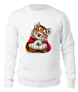 Заказать свитшот в Москве. Свитшот унисекс хлопковый Тигр со снежным шаром от tigerda  - готовые дизайны и нанесение принтов.