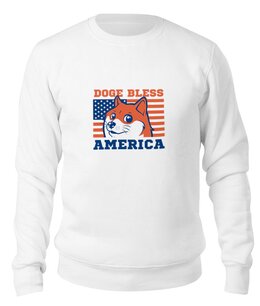Заказать свитшот в Москве. Свитшот унисекс хлопковый Doge Bless America от coolmag - готовые дизайны и нанесение принтов.