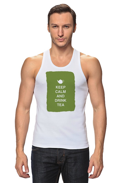 Заказать майку в Москве. Майка классическая Keep calm and drink tea от zen4@bk.ru - готовые дизайны и нанесение принтов.