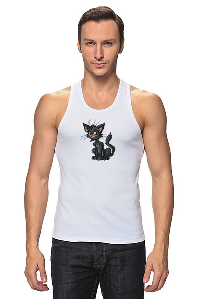 Заказать майку в Москве. Майка классическая Странный котик от T-shirt print  - готовые дизайны и нанесение принтов.