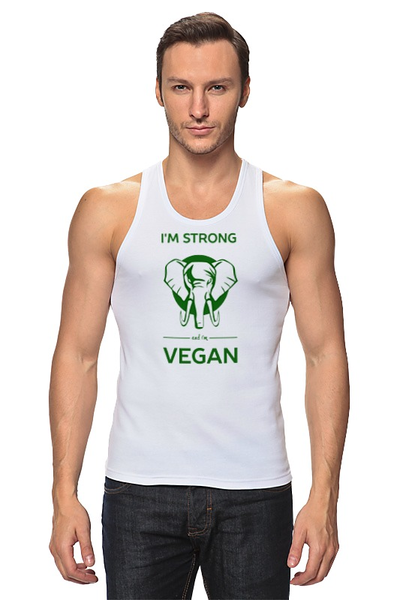 Заказать майку в Москве. Майка классическая I'm strong & i'm vegan от catification - готовые дизайны и нанесение принтов.