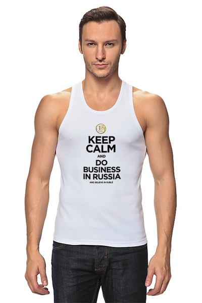 Заказать майку в Москве. Майка классическая KEEP CALM by KKARAVAEV.ru от Design Ministry - готовые дизайны и нанесение принтов.