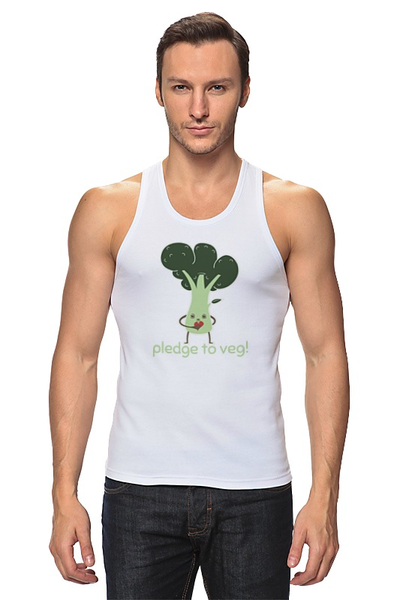Заказать майку в Москве. Майка классическая Pledge to veg от skynatural - готовые дизайны и нанесение принтов.