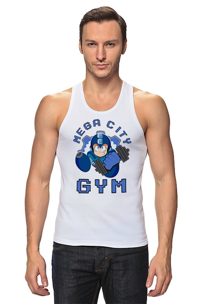Заказать майку в Москве. Майка классическая Mega Man Gym от madw - готовые дизайны и нанесение принтов.