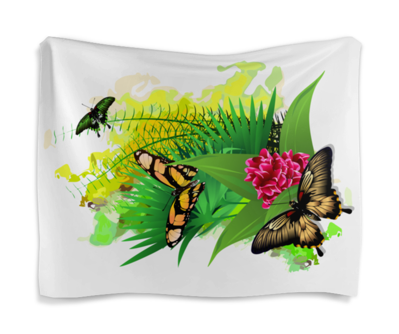Printio Гобелен 180х145 Бабочки в цветах. настенный гобелен с цветами подвесные растения с дикими цветами цветочные гобелены вертикальные настенные украшения для спальни гостин