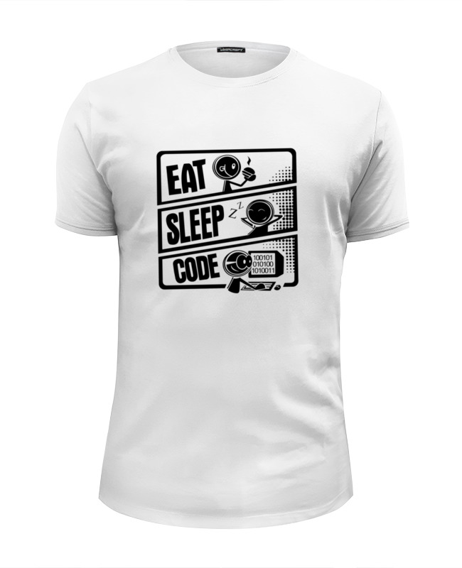 Printio Футболка Wearcraft Premium Slim Fit Eat, sleep, code