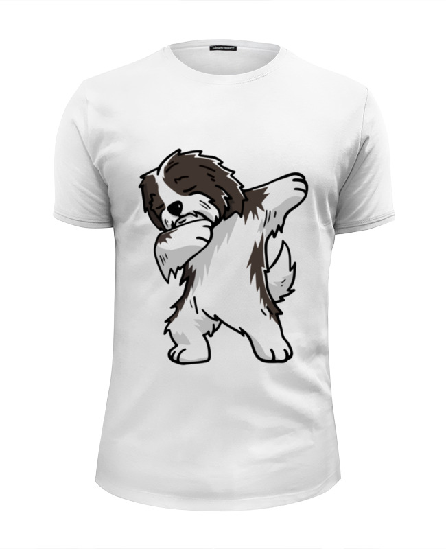 printio футболка wearcraft premium скелет танцует дэб Printio Футболка Wearcraft Premium Slim Fit Собака танцует дэб