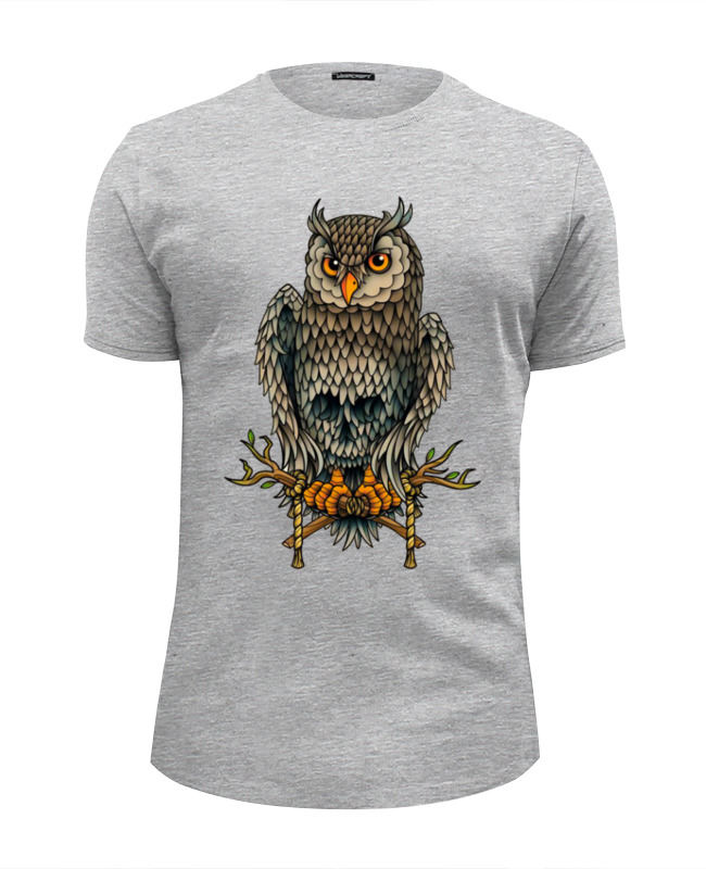 Printio Футболка Wearcraft Premium Slim Fit Сова-череп арт