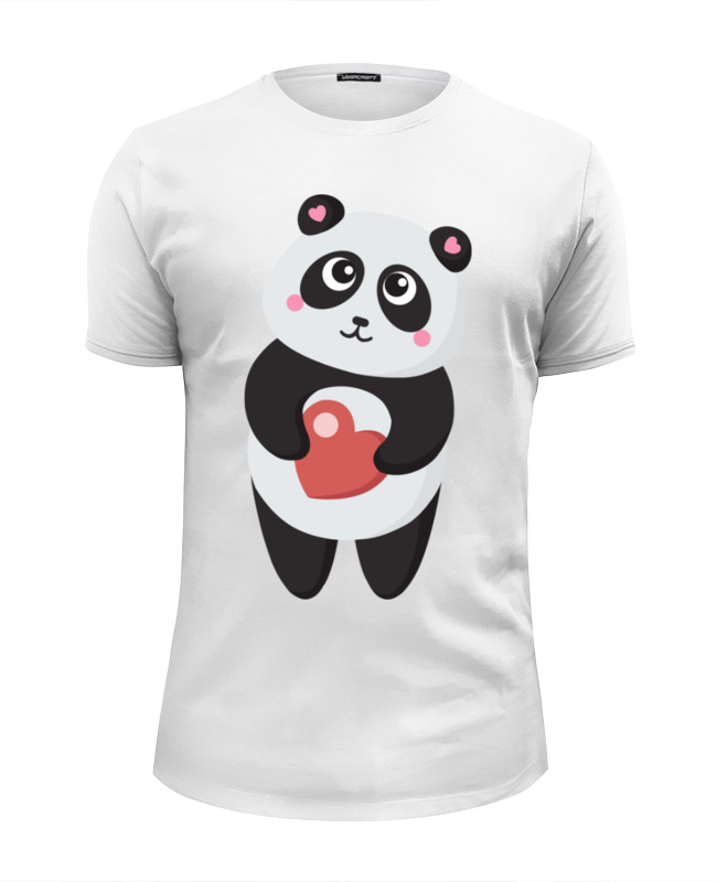 Printio Футболка Wearcraft Premium Slim Fit Панда с сердечком printio футболка wearcraft premium slim fit спящая панда