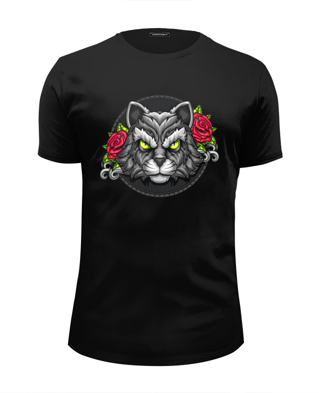 Printio Футболка Wearcraft Premium Slim Fit ☘ cat&roses ☘