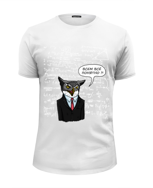 Printio Футболка Wearcraft Premium Slim Fit Сова преподаватель у доски