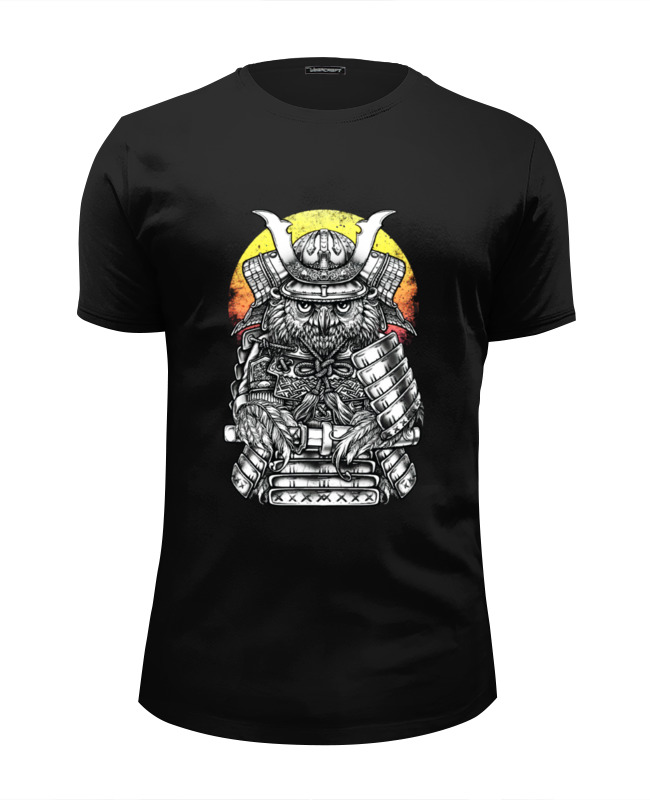 printio футболка с полной запечаткой для девочек owl samurai сова самурай Printio Футболка Wearcraft Premium Slim Fit Owl samurai / сова самурай