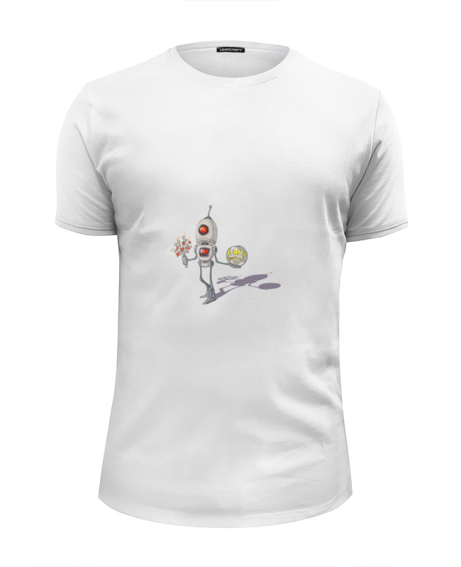 Printio Футболка Wearcraft Premium Slim Fit Веселый робот с цветочками happy everyday мужская футболка милый котёнок с сердцем s черный