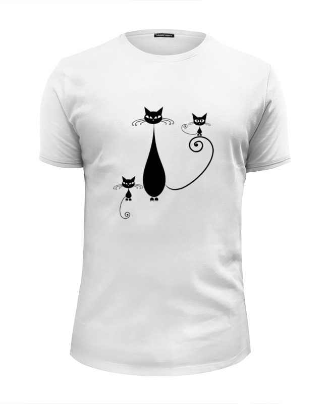 printio футболка wearcraft premium кошка с котятами Printio Футболка Wearcraft Premium Slim Fit Кошка с котятами