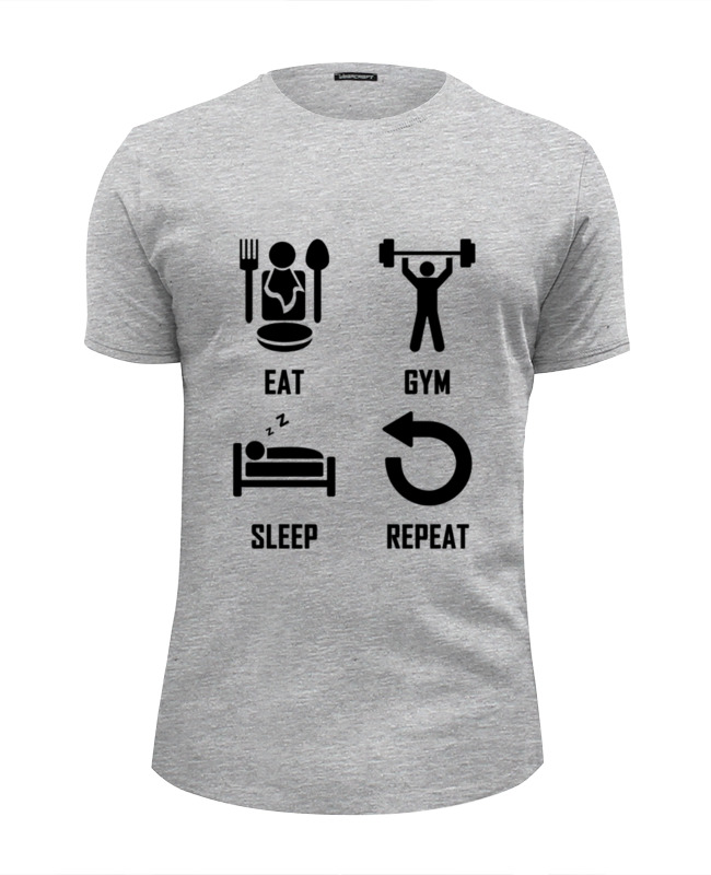 Printio Футболка Wearcraft Premium Slim Fit Eat. gym. sleep. repeat printio футболка wearcraft premium eat sleep rave repeat