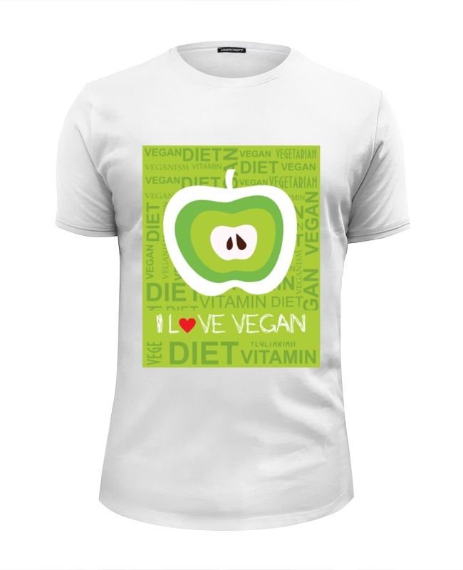 Printio Футболка Wearcraft Premium Slim Fit I love vegan printio футболка wearcraft premium slim fit i love london