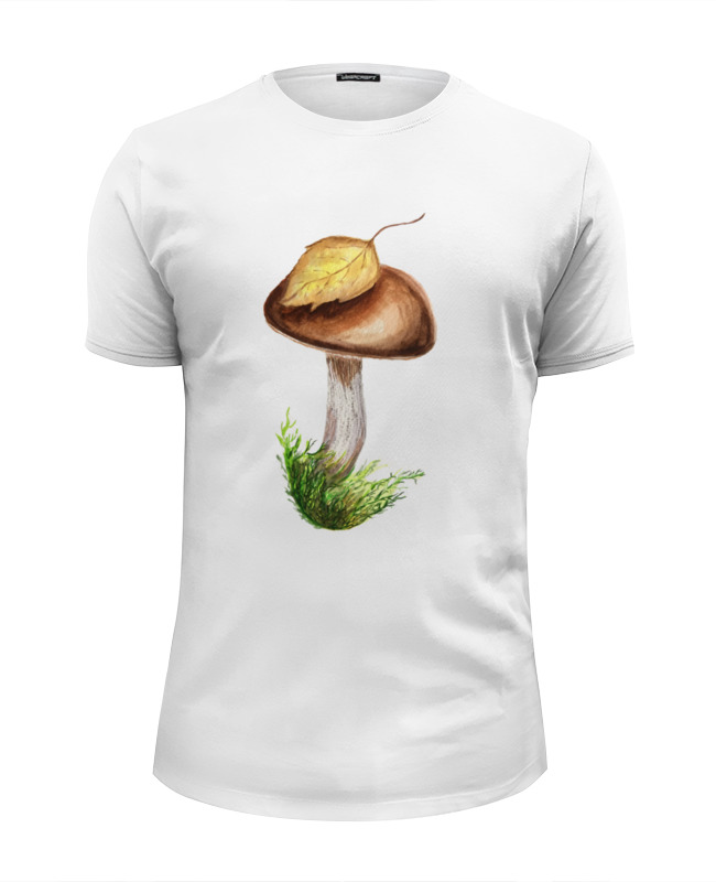 Printio Футболка Wearcraft Premium Slim Fit Белый гриб мужская футболка кошка в шляпке гриб s черный