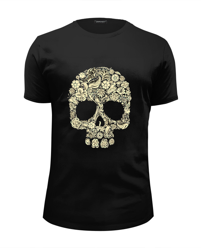 printio футболка wearcraft premium slim fit skull of flowers Printio Футболка Wearcraft Premium Slim Fit Skull of flowers