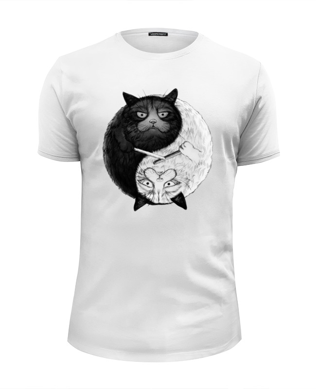 Printio Футболка Wearcraft Premium Slim Fit Угрюмый кот инь-янь printio футболка wearcraft premium угрюмый кот инь янь