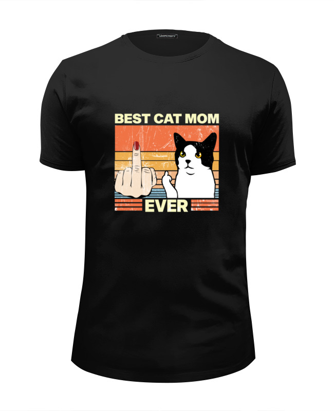Printio Футболка Wearcraft Premium Slim Fit Лучшая мама для кота мужская футболка друзья friends пародия в стиле аниме m синий
