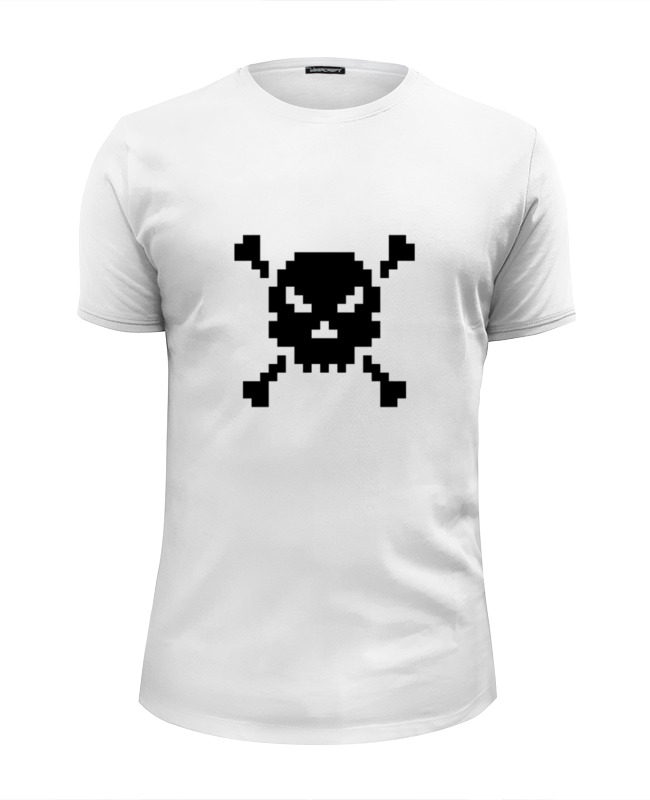 Printio Футболка Wearcraft Premium Slim Fit Pixel art skull белая мужская футболка оверсайз с коротким рукавом с принтом trendyol белый