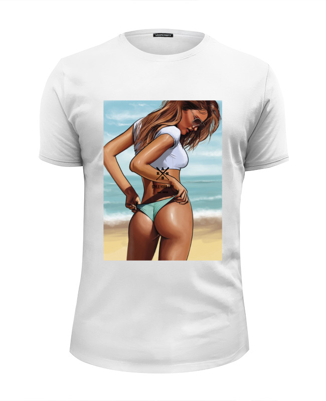 Printio Футболка Wearcraft Premium Slim Fit Girl on the beach