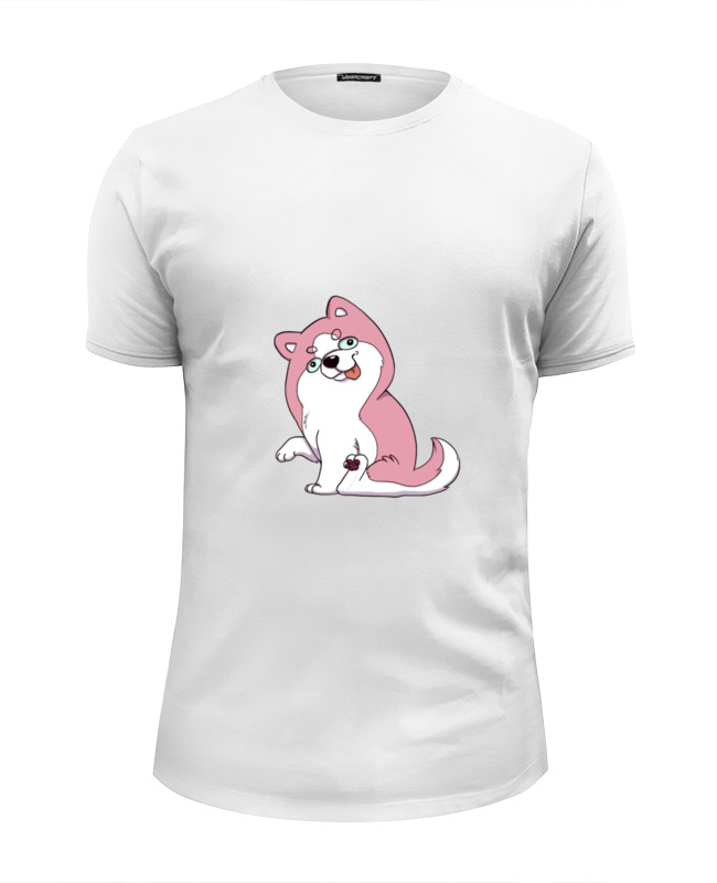 printio футболка wearcraft premium slim fit любимый пес Printio Футболка Wearcraft Premium Slim Fit Розовый хаски