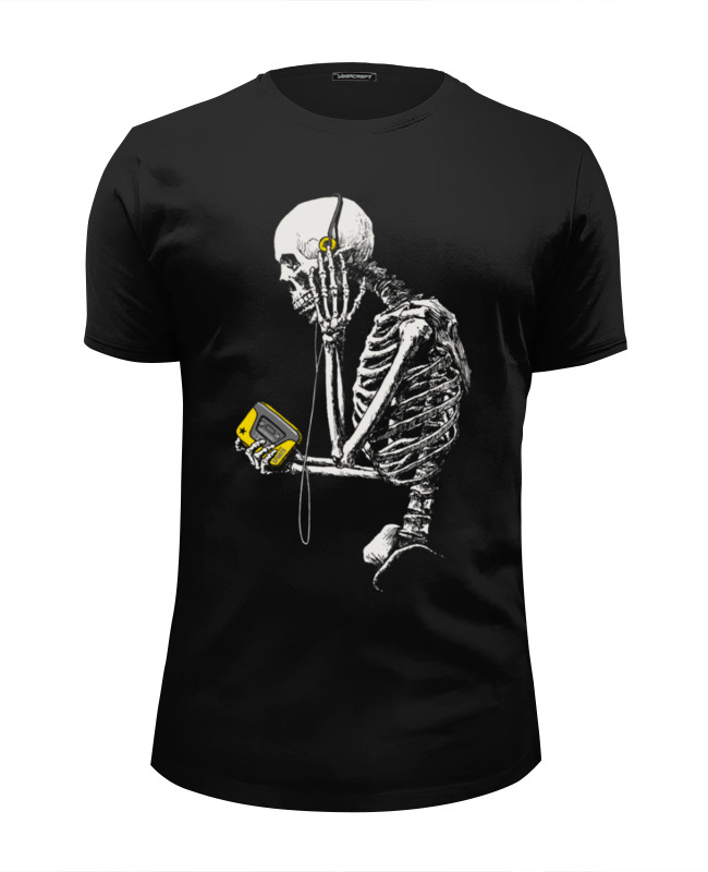 Printio Футболка Wearcraft Premium Slim Fit Скелет с плеером printio футболка классическая скелет с плеером