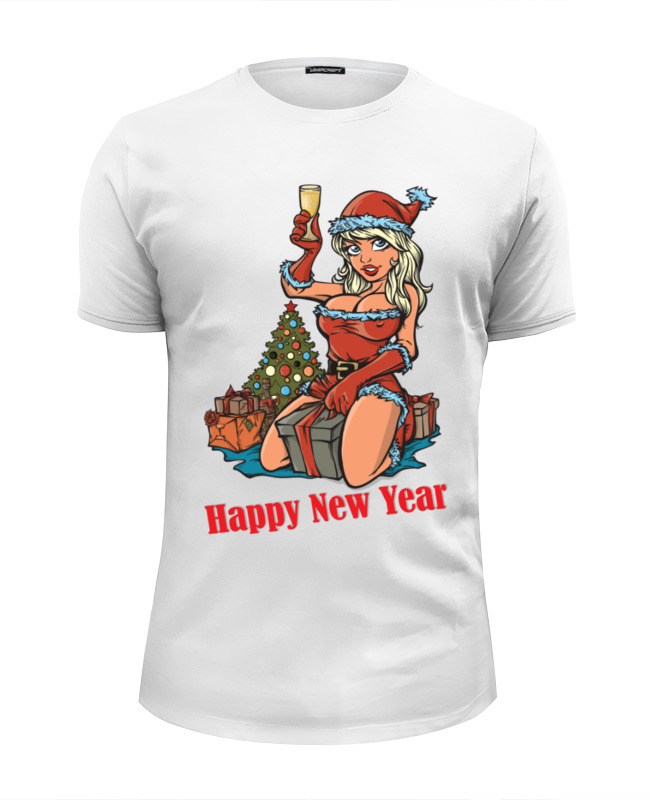 Printio Футболка Wearcraft Premium Slim Fit Снегурочка поздравляет с новым годом! printio футболка wearcraft premium slim fit веселый снеговик с новым годом