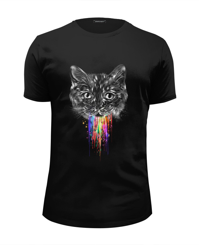 Printio Футболка Wearcraft Premium Slim Fit Радужный кот printio футболка wearcraft premium slim fit цветной силуэт идущего кота