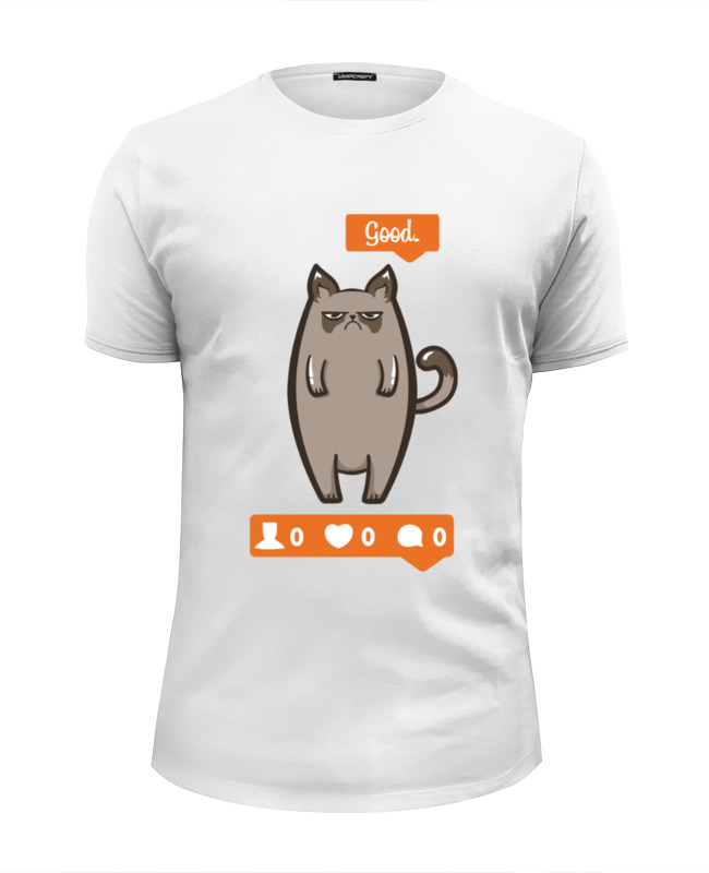 printio футболка wearcraft premium slim fit сердитый котик Printio Футболка Wearcraft Premium Slim Fit Угрюмый котик