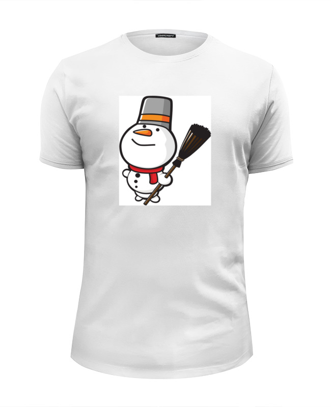 Printio Футболка Wearcraft Premium Slim Fit Снеговик с метлой детская футболка жираф в шарфе 104 белый