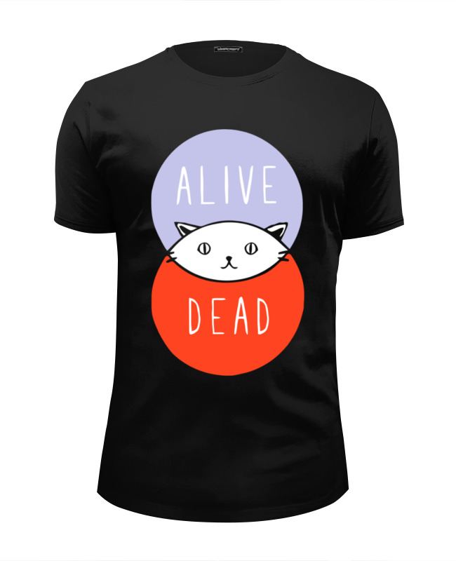 printio футболка wearcraft premium slim fit кот шрёдингера Printio Футболка Wearcraft Premium Slim Fit Кот шрёдингера (живой, мертвый)