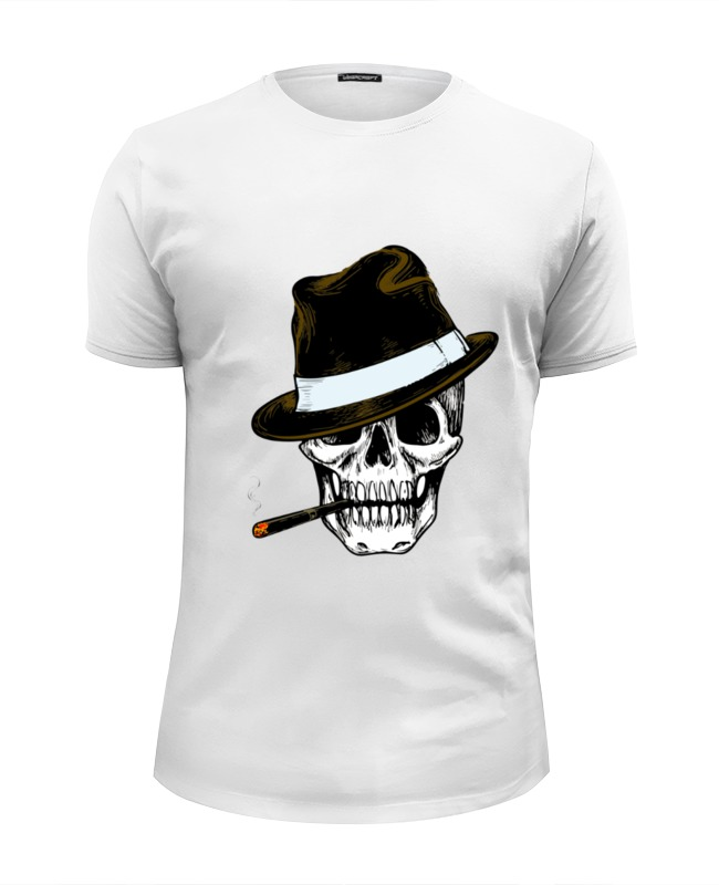 printio футболка wearcraft premium slim fit череп в шляпе с сигарой Printio Футболка Wearcraft Premium Slim Fit Череп с сигарой