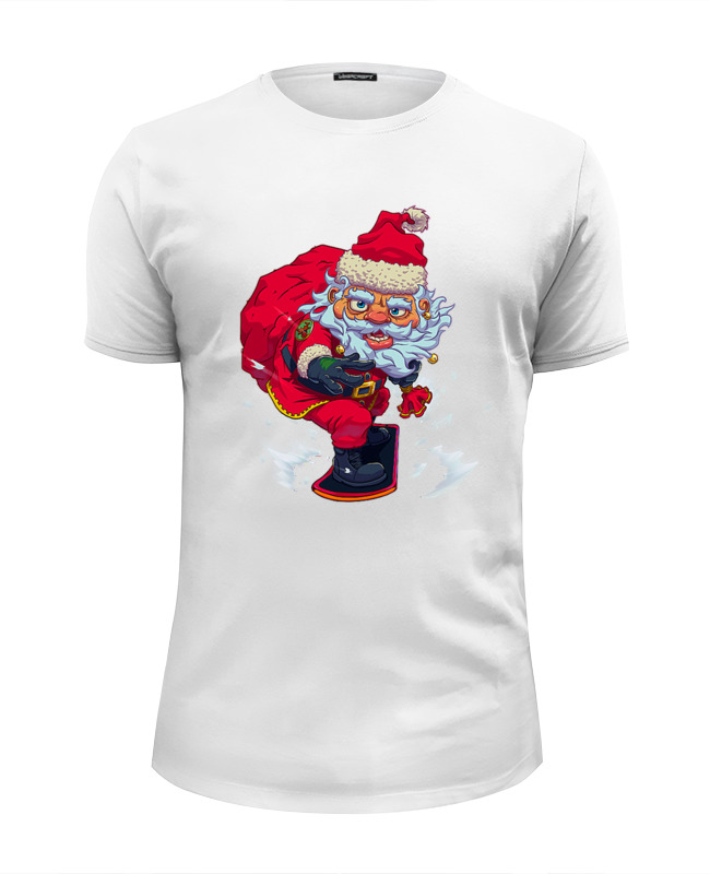 Printio Футболка Wearcraft Premium Slim Fit Santa snowboard