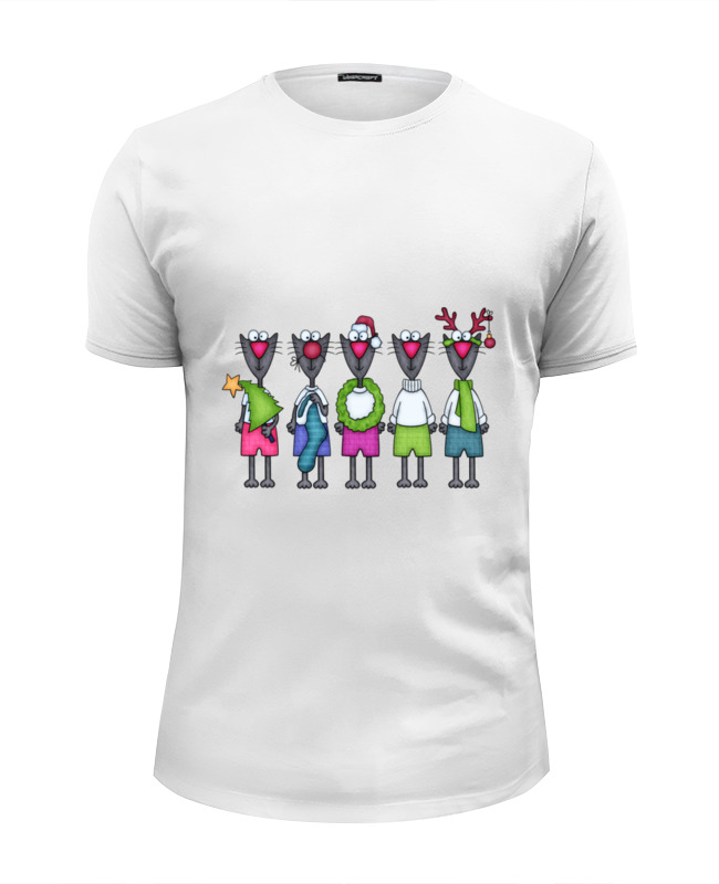 Printio Футболка Wearcraft Premium Slim Fit Новогодние коты printio футболка wearcraft premium slim fit забавные собаки