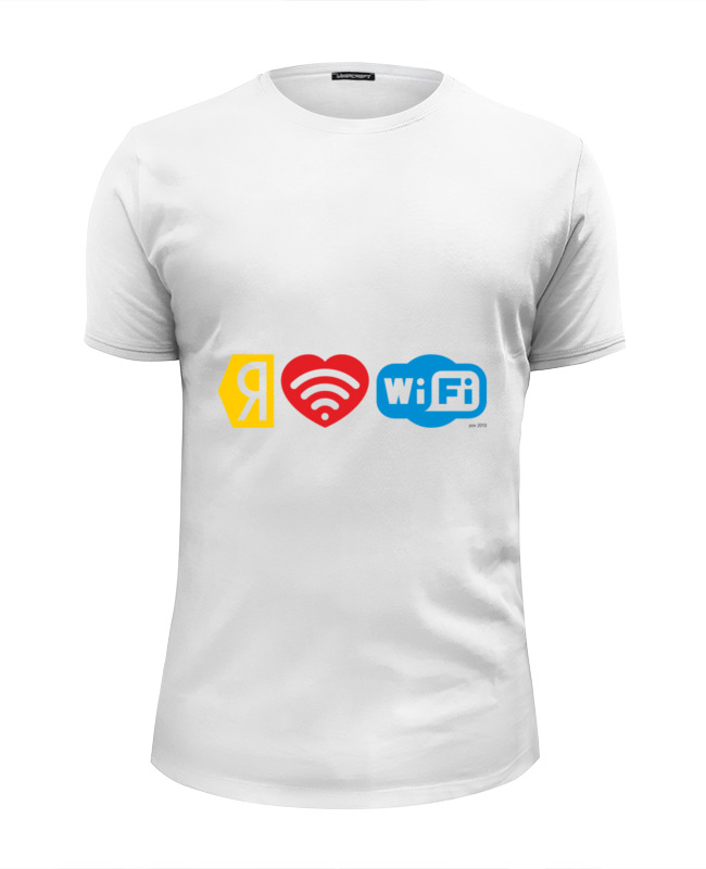 Printio Футболка Wearcraft Premium Slim Fit I love wi-fi женская футболка люблю футбол футбольный мяч в сердце l белый