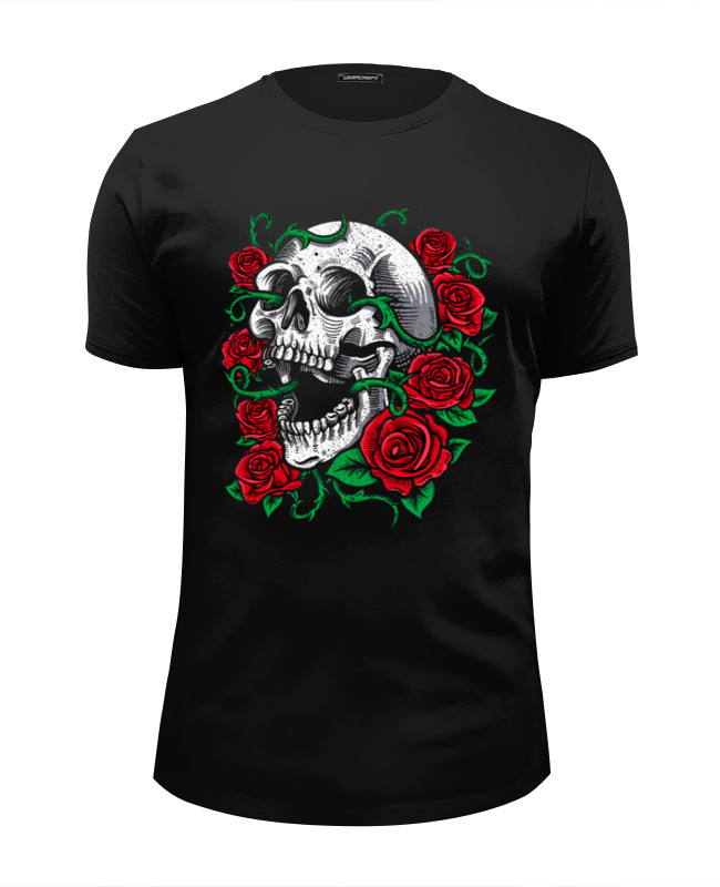 Printio Футболка Wearcraft Premium Slim Fit Skull and roses printio футболка wearcraft premium skull and roses