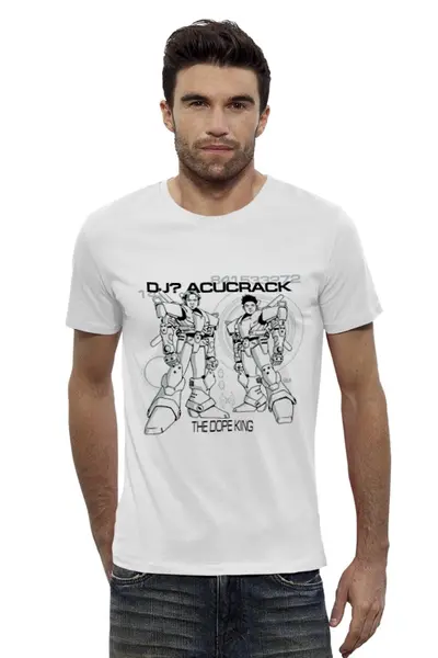 Заказать мужскую футболку в Москве. Футболка базовая DJ? Acucrack ‎/ The Dope King от OEX design - готовые дизайны и нанесение принтов.