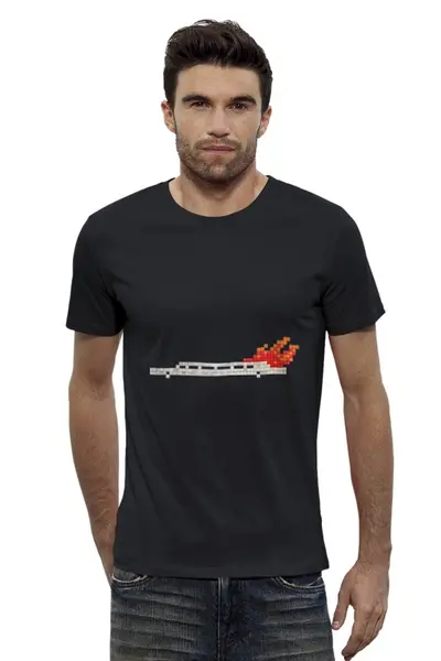 Заказать мужскую футболку в Москве. Футболка базовая Лимузин в огне от Artyom Smirnov - готовые дизайны и нанесение принтов.