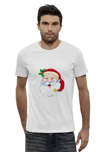 Заказать мужскую футболку в Москве. Футболка базовая Веселый Санта от Руслан - готовые дизайны и нанесение принтов.