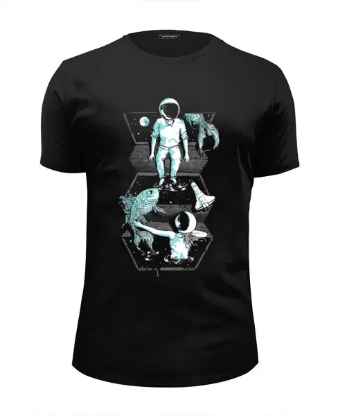 Заказать мужскую футболку в Москве. Футболка базовая Космос, рыбы от coolmag - готовые дизайны и нанесение принтов.