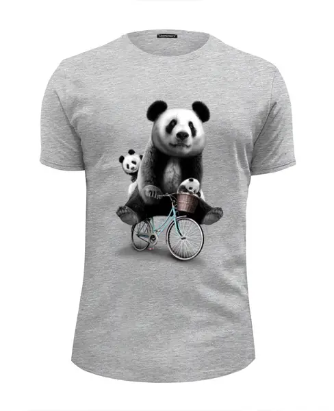 Заказать мужскую футболку в Москве. Футболка базовая Панда на велосипеде от Xieros - готовые дизайны и нанесение принтов.