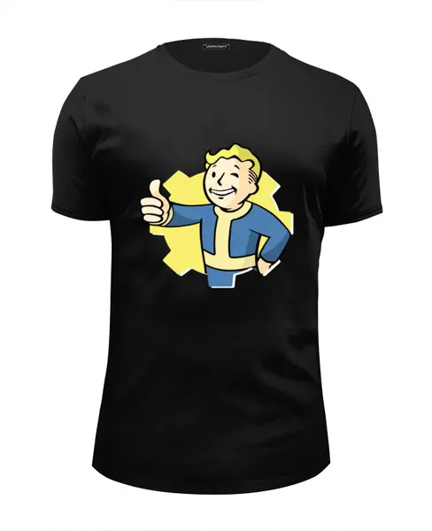 Заказать мужскую футболку в Москве. Футболка базовая Vault Boy от AJIUK - готовые дизайны и нанесение принтов.