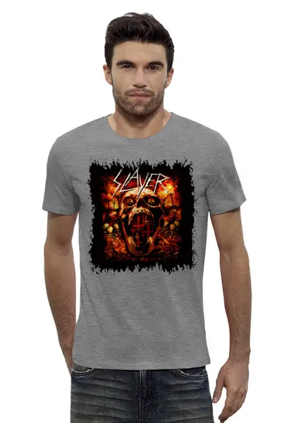 Заказать мужскую футболку в Москве. Футболка базовая Slayer от Leichenwagen - готовые дизайны и нанесение принтов.