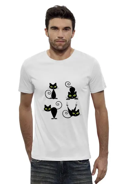 Заказать мужскую футболку в Москве. Футболка базовая Кошки 7 от Виктор Гришин - готовые дизайны и нанесение принтов.