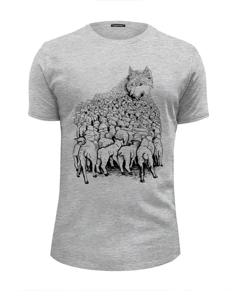 Заказать мужскую футболку в Москве. Футболка базовая Волк в овечьей шкуре от printik - готовые дизайны и нанесение принтов.